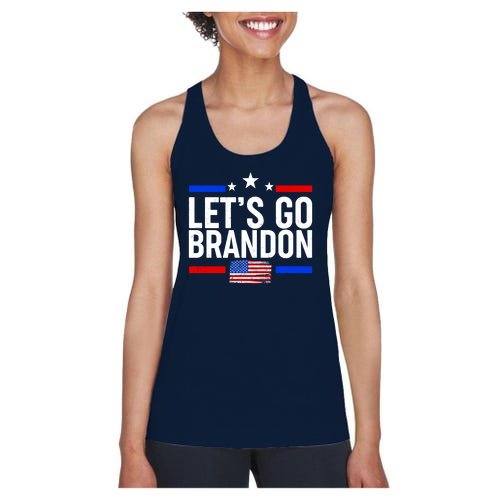 Let's Go Brandon Distress USA Flag FJB Chant Women's Racerback Tank
