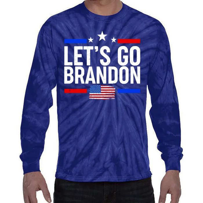 Let's Go Brandon Distress USA Flag FJB Chant Tie-Dye Long Sleeve Shirt