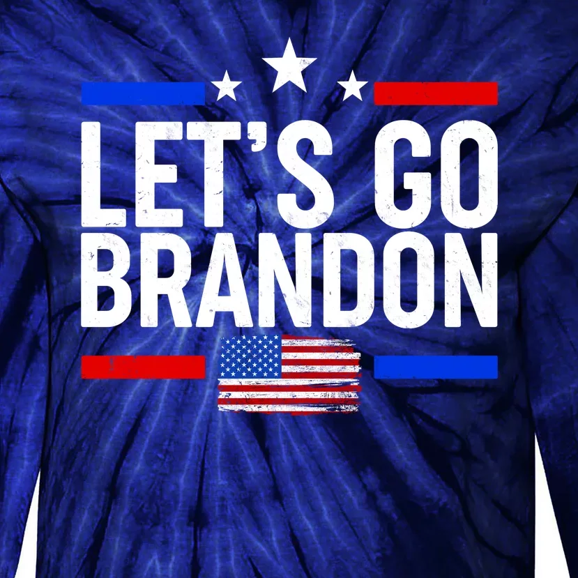 Let's Go Brandon Distress USA Flag FJB Chant Tie-Dye Long Sleeve Shirt
