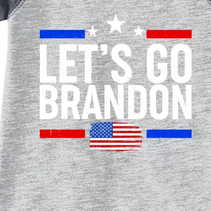 Let's Go Brandon Distress USA Flag FJB Chant Infant Baby Jersey Bodysuit