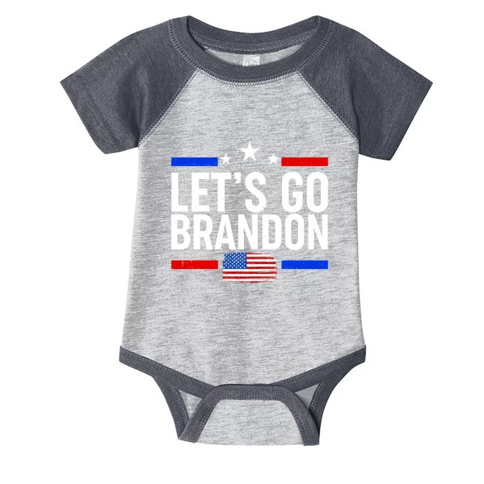 Let's Go Brandon Distress USA Flag FJB Chant Infant Baby Jersey Bodysuit