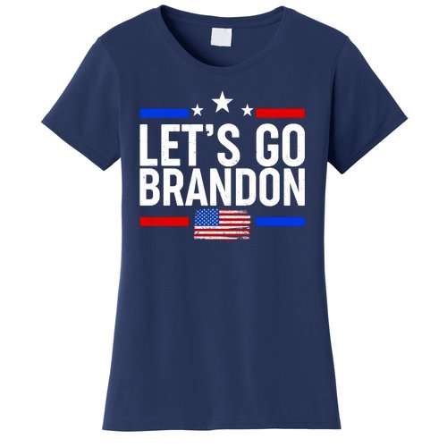 Let's Go Brandon Distress USA Flag FJB Chant Women's T-Shirt