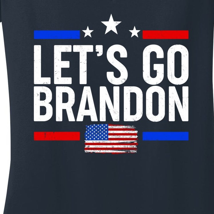 Let's Go Brandon Distress USA Flag FJB Chant Women's V-Neck T-Shirt
