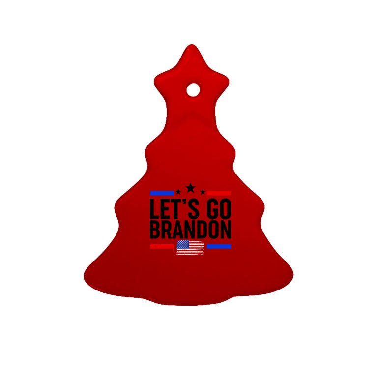 Let's Go Brandon Distress USA Flag FJB Chant Tree Ornament