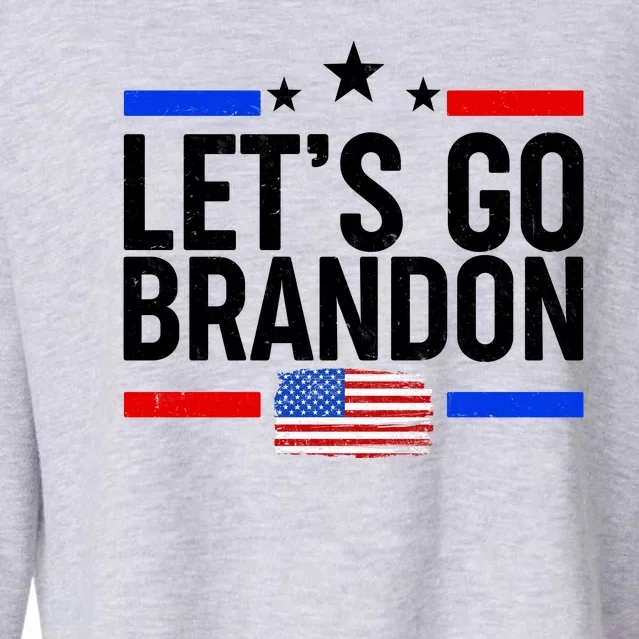 Let's Go Brandon Distress USA Flag FJB Chant Cropped Pullover Crew