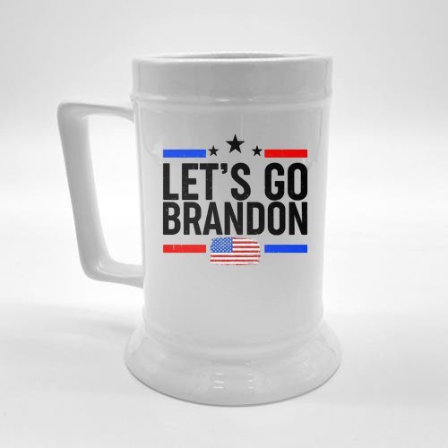 Let's Go Brandon Distress USA Flag FJB Chant Beer Stein