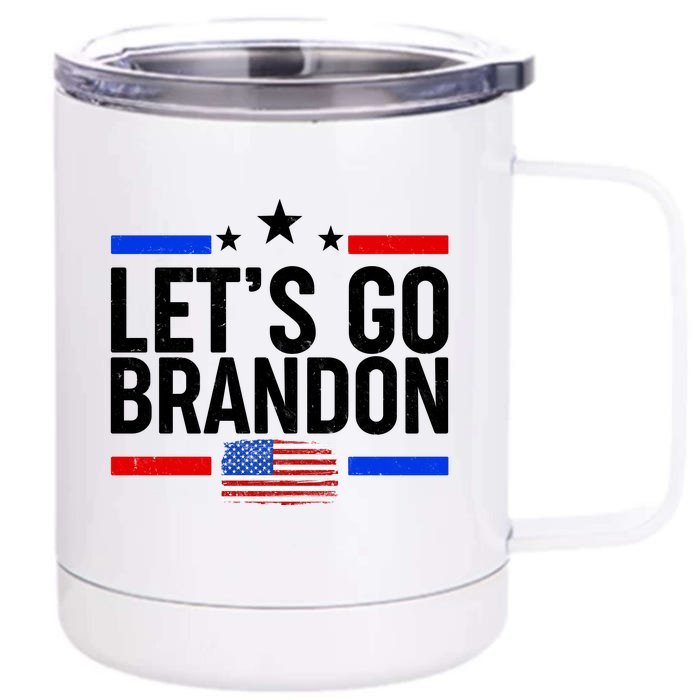 Let's Go Brandon Distress USA Flag FJB Chant Front & Back 12oz Stainless Steel Tumbler Cup