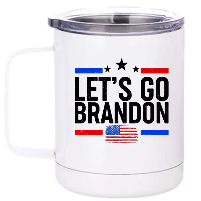 Let's Go Brandon Distress USA Flag FJB Chant Front & Back 12oz Stainless Steel Tumbler Cup