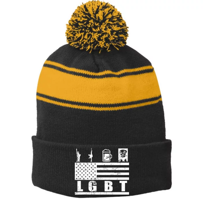 LGBT Distressed Liberty Guns Beer trump Stripe Pom Pom Beanie