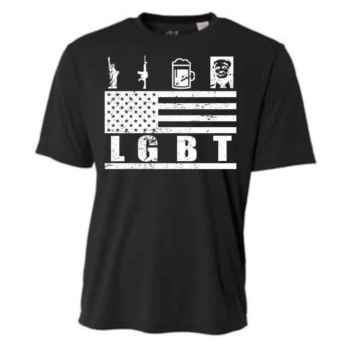 LGBT Distressed Liberty Guns Beer trump Cooling Performance Crew T-Shirt