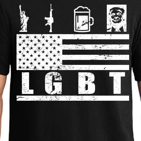 LGBT Distressed Liberty Guns Beer trump Pajama Set