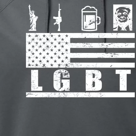 LGBT Distressed Liberty Guns Beer trump Performance Fleece Hoodie