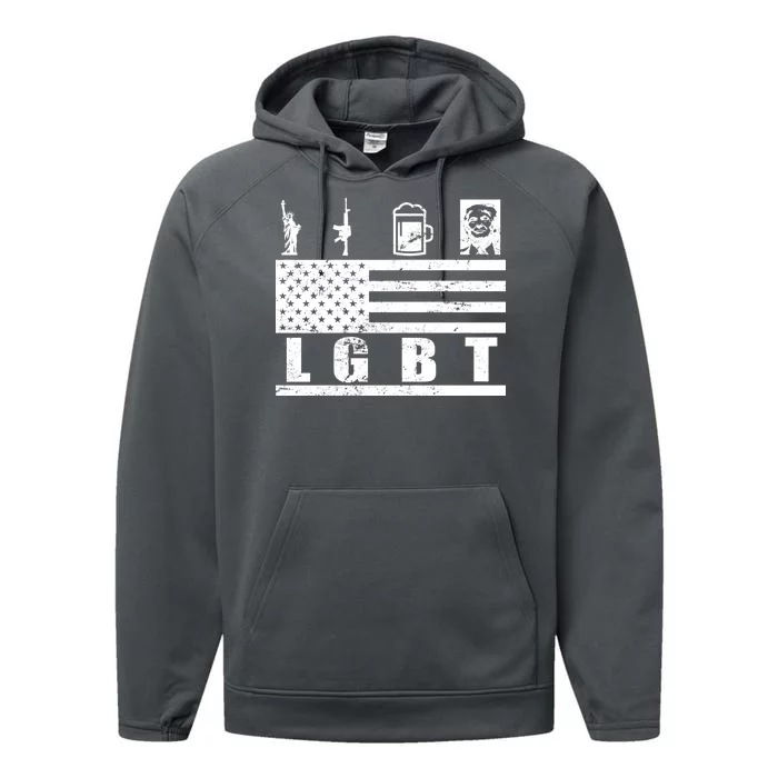 LGBT Distressed Liberty Guns Beer trump Performance Fleece Hoodie