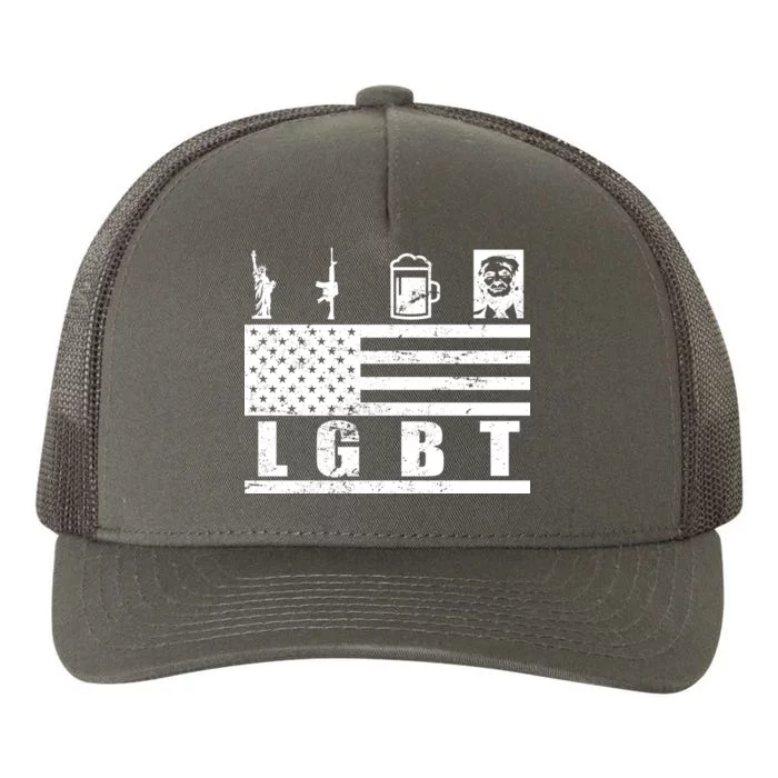 LGBT Distressed Liberty Guns Beer trump Yupoong Adult 5-Panel Trucker Hat