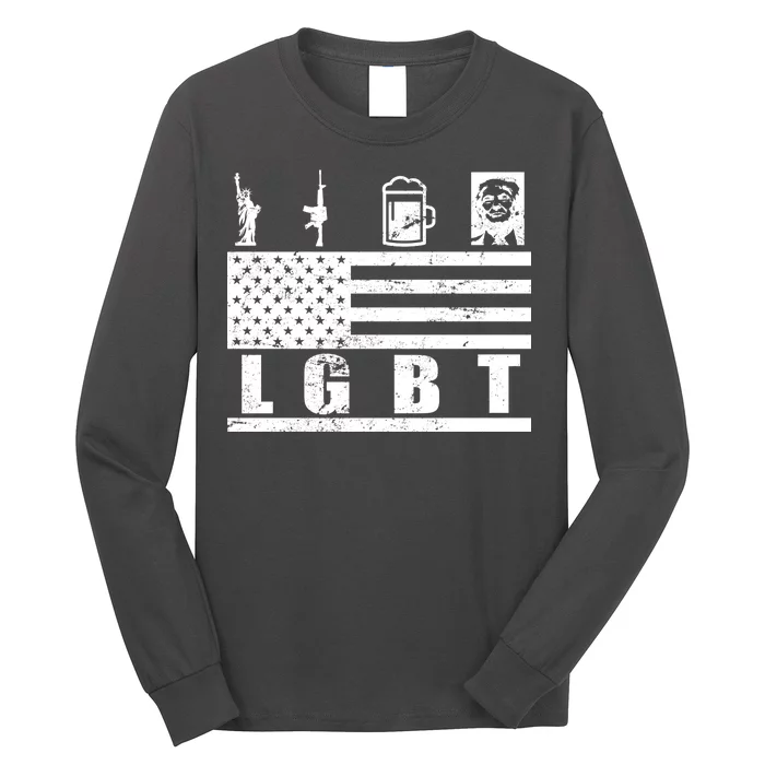 LGBT Distressed Liberty Guns Beer trump Long Sleeve Shirt