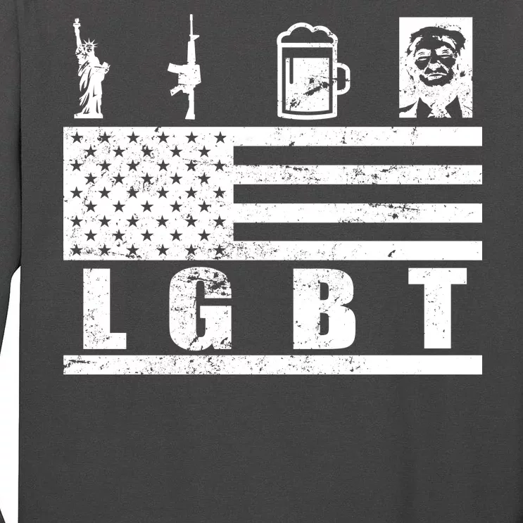 LGBT Distressed Liberty Guns Beer trump Tall Long Sleeve T-Shirt