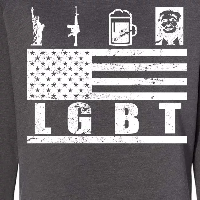 LGBT Distressed Liberty Guns Beer trump Womens California Wash Sweatshirt