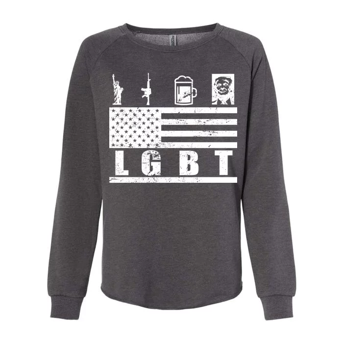 LGBT Distressed Liberty Guns Beer trump Womens California Wash Sweatshirt