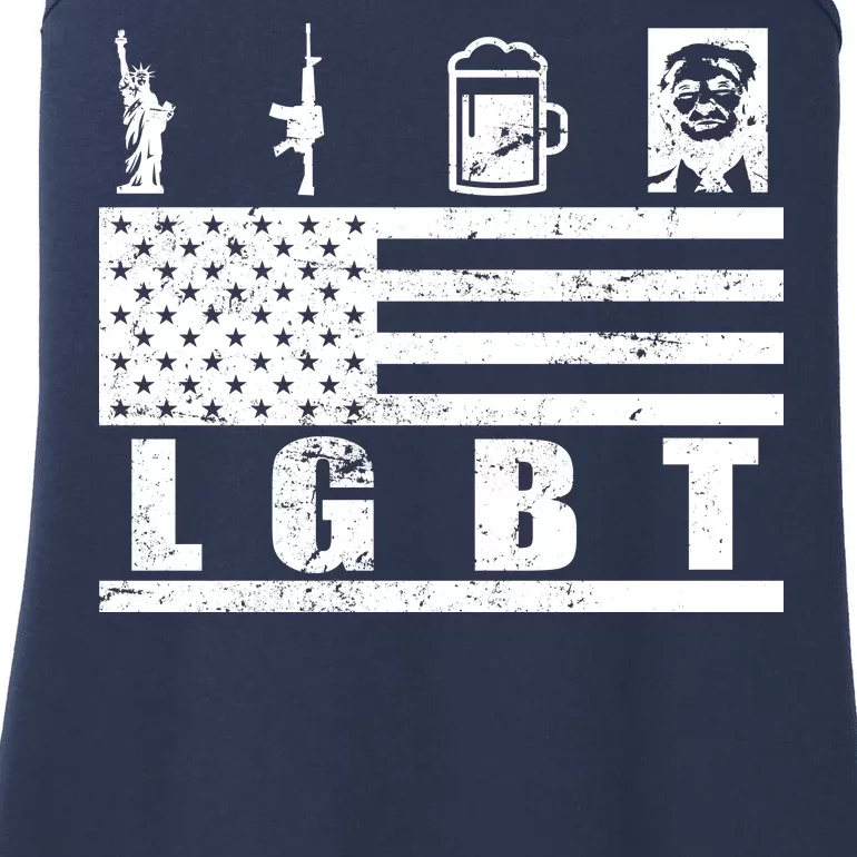 LGBT Distressed Liberty Guns Beer trump Ladies Essential Tank