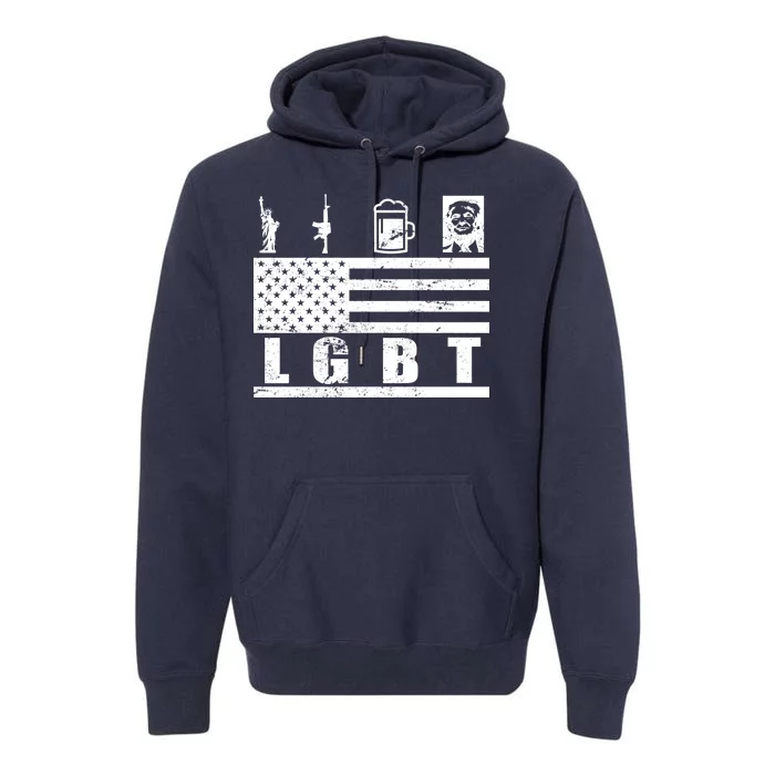 LGBT Distressed Liberty Guns Beer trump Premium Hoodie