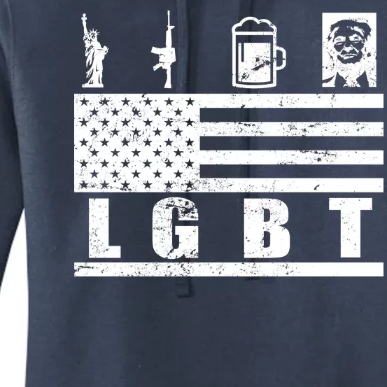 LGBT Distressed Liberty Guns Beer trump Women's Pullover Hoodie