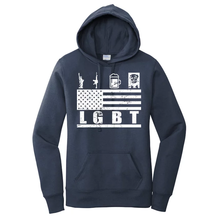 LGBT Distressed Liberty Guns Beer trump Women's Pullover Hoodie