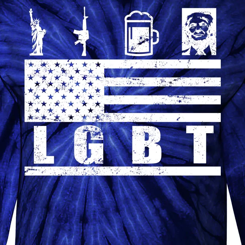 LGBT Distressed Liberty Guns Beer trump Tie-Dye Long Sleeve Shirt