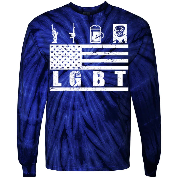 LGBT Distressed Liberty Guns Beer trump Tie-Dye Long Sleeve Shirt