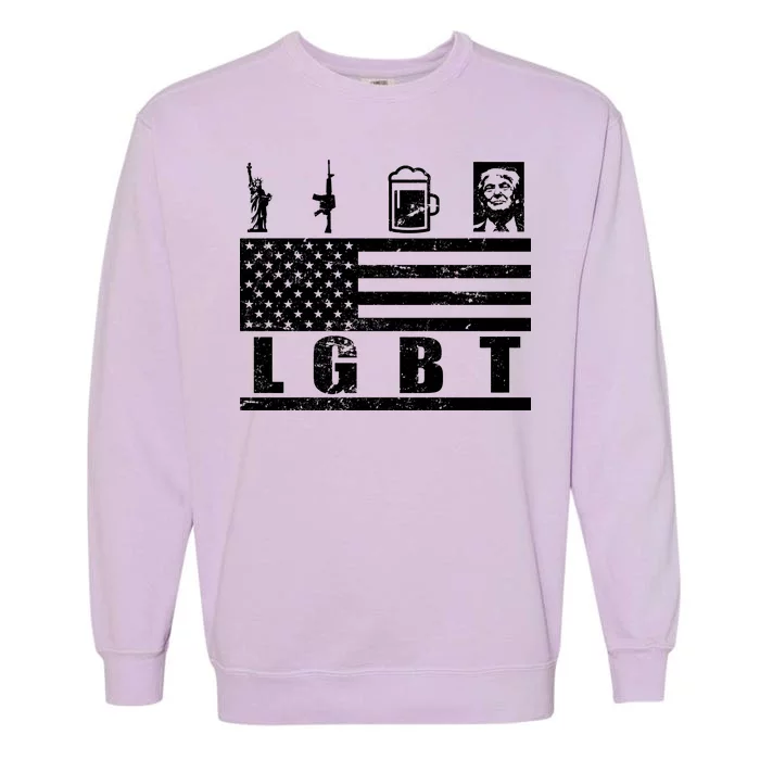 LGBT Distressed Liberty Guns Beer trump Garment-Dyed Sweatshirt