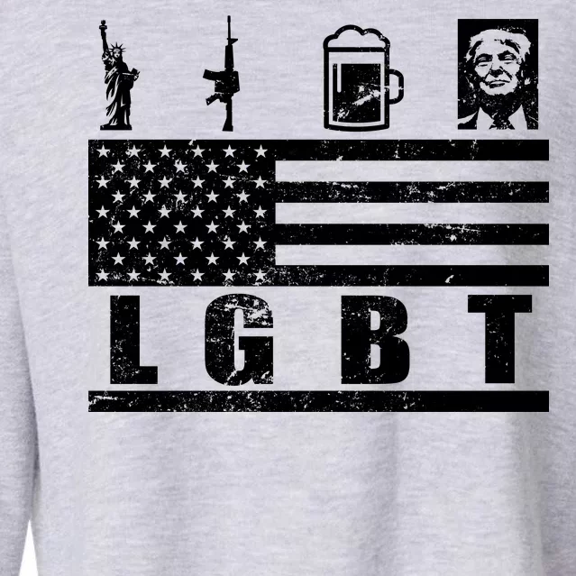 LGBT Distressed Liberty Guns Beer trump Cropped Pullover Crew