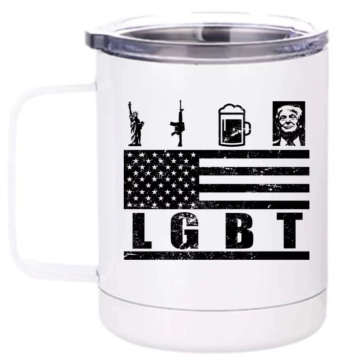 LGBT Distressed Liberty Guns Beer trump Front & Back 12oz Stainless Steel Tumbler Cup