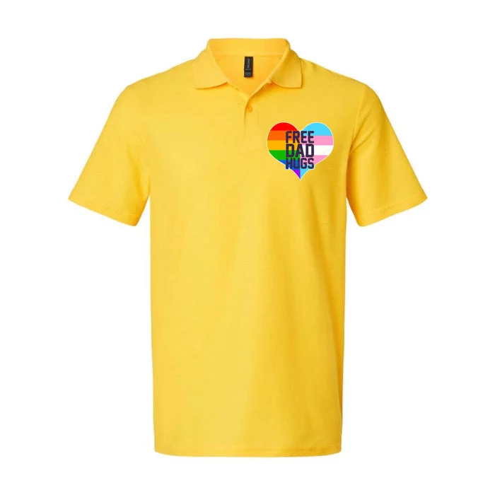 LGBT Free Dad Hugs Heart Softstyle Adult Sport Polo