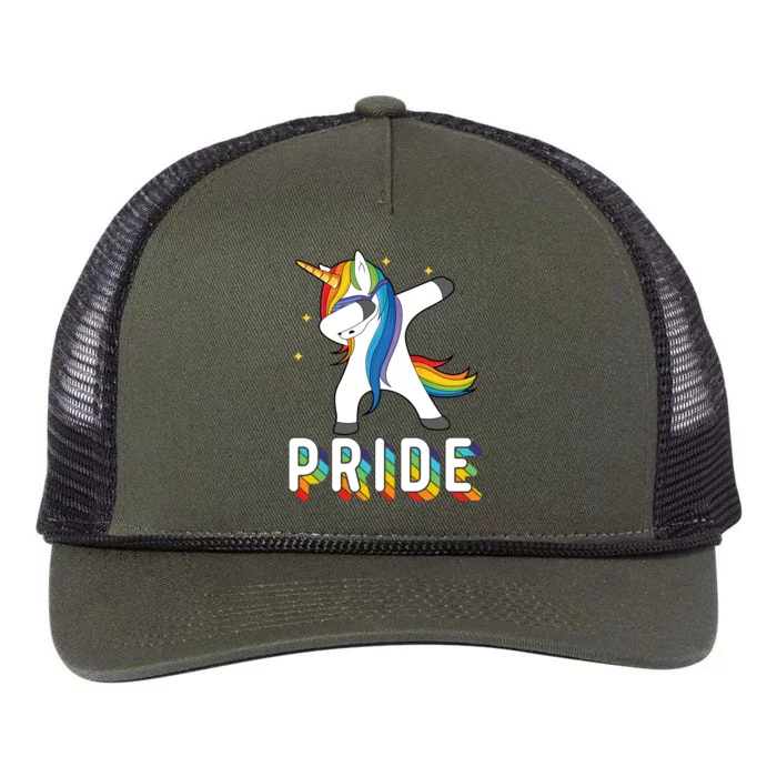 LGBT Gay Pride Dabbing Unicorn Retro Rope Trucker Hat Cap