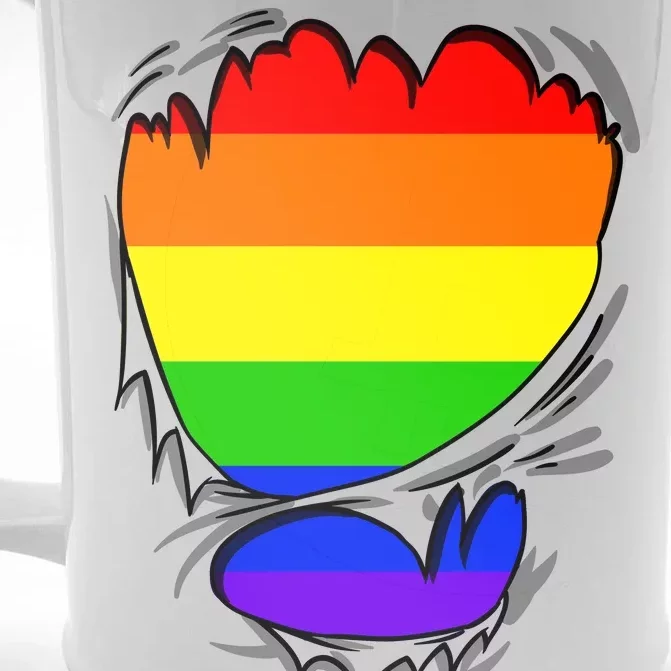 LGBT Gay Pride Flag Ripped Reveal Front & Back Beer Stein