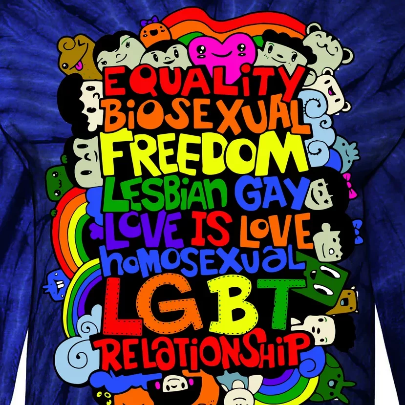 LGBT Illustration Tie-Dye Long Sleeve Shirt