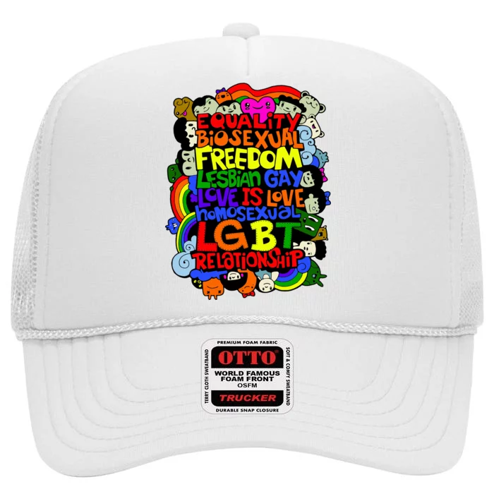 LGBT Illustration High Crown Mesh Trucker Hat