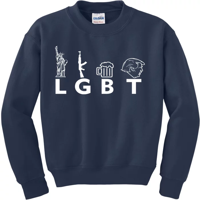 LGBT Lady Liberty Guns Beer Trump Donald Trump Kids Sweatshirt