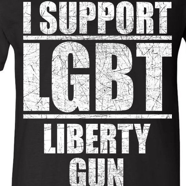 LGBT Liberty Gun Bible Trump V-Neck T-Shirt