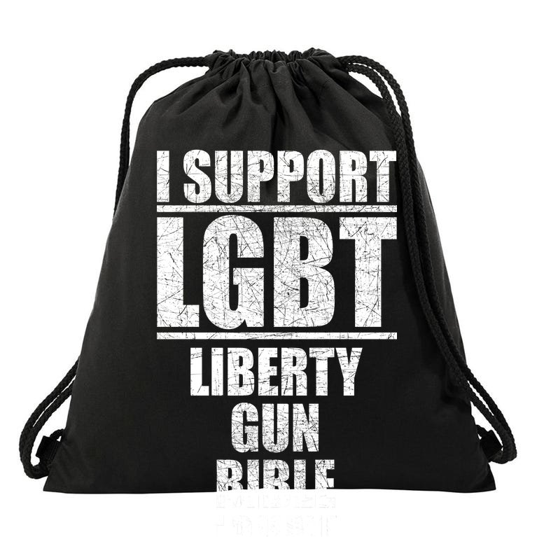LGBT Liberty Gun Bible Trump Drawstring Bag
