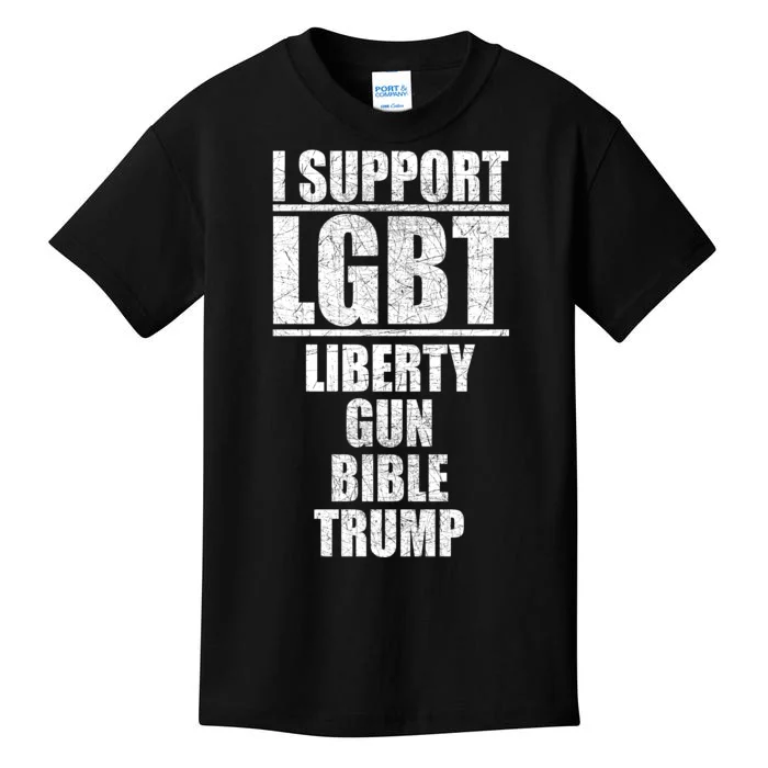 LGBT Liberty Gun Bible Trump Kids T-Shirt