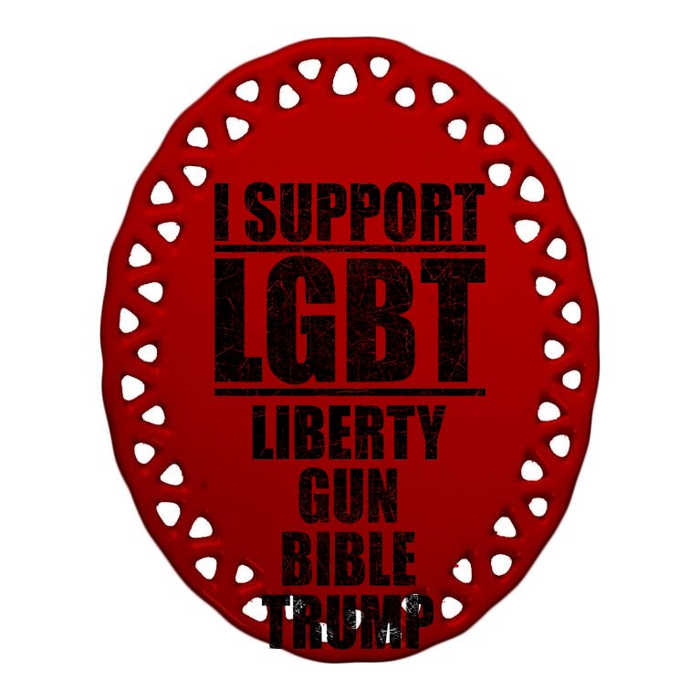 LGBT Liberty Gun Bible Trump Oval Ornament