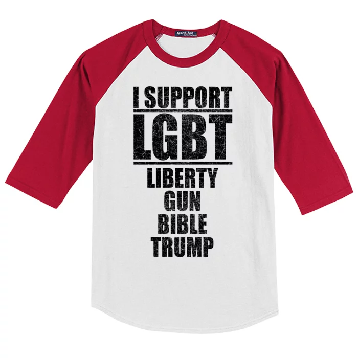 LGBT Liberty Gun Bible Trump Kids Colorblock Raglan Jersey