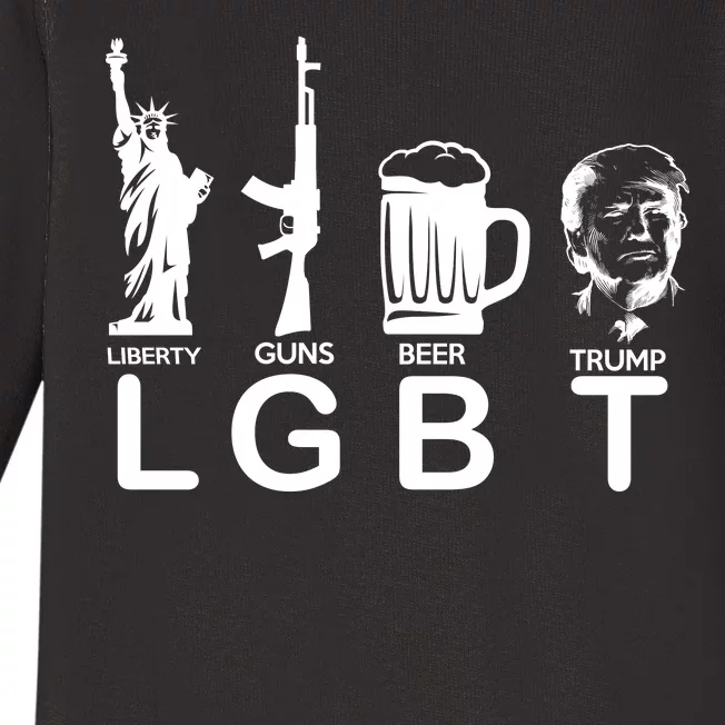 LGBT Liberty Guns Beer Pro Donald Trump Baby Long Sleeve Bodysuit