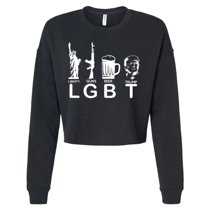 LGBT Liberty Guns Beer Pro Donald Trump Cropped Pullover Crew