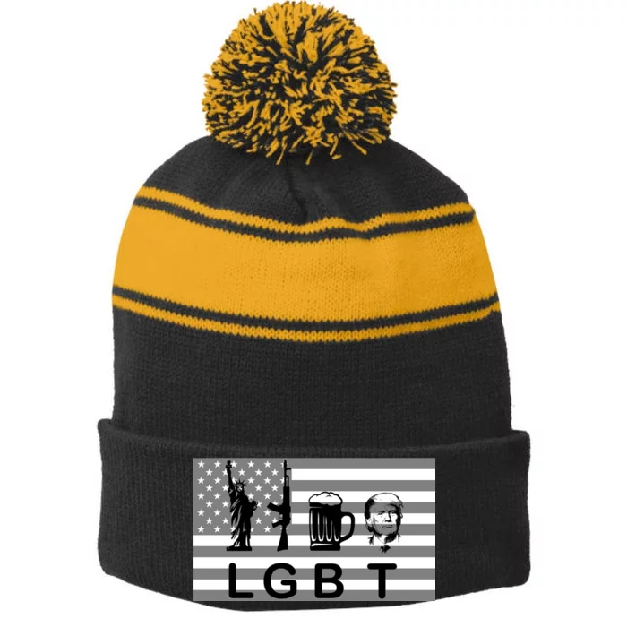 LGBT Liberty Guns Beer Trump Stripe Pom Pom Beanie