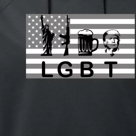 LGBT Liberty Guns Beer Trump Performance Fleece Hoodie