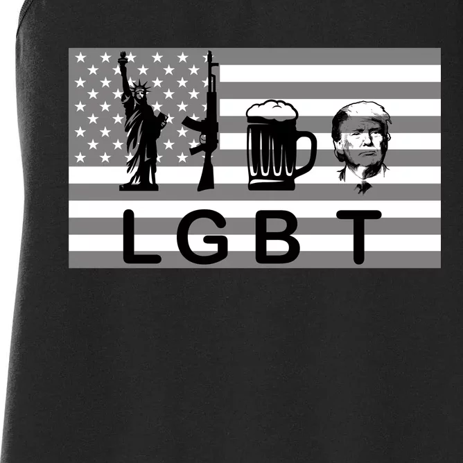 LGBT Liberty Guns Beer Trump Women's Racerback Tank