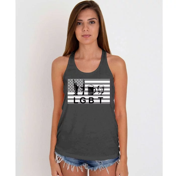 LGBT Liberty Guns Beer Trump Women's Knotted Racerback Tank