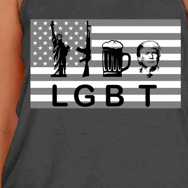 LGBT Liberty Guns Beer Trump Women's Knotted Racerback Tank