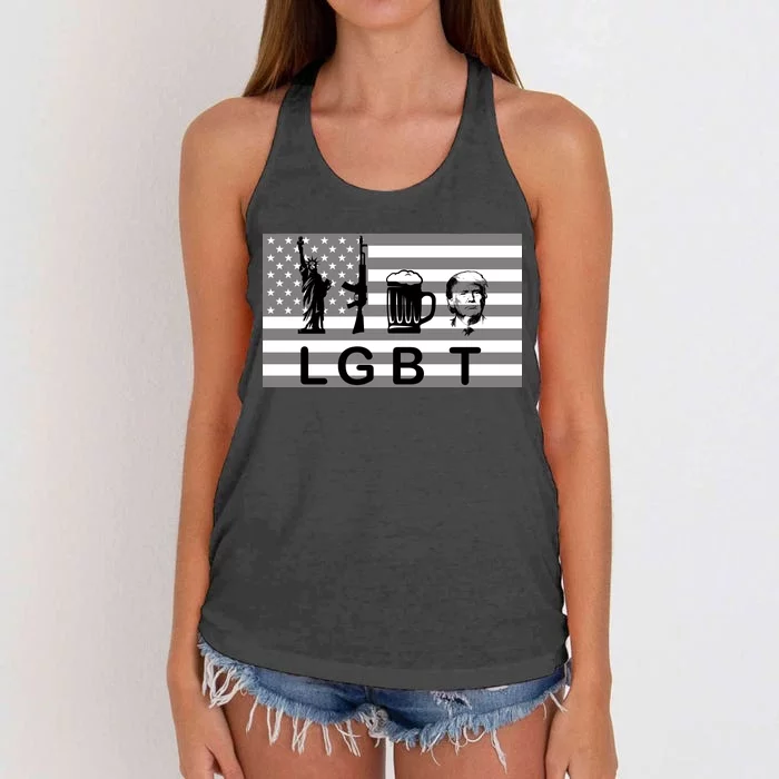 LGBT Liberty Guns Beer Trump Women's Knotted Racerback Tank